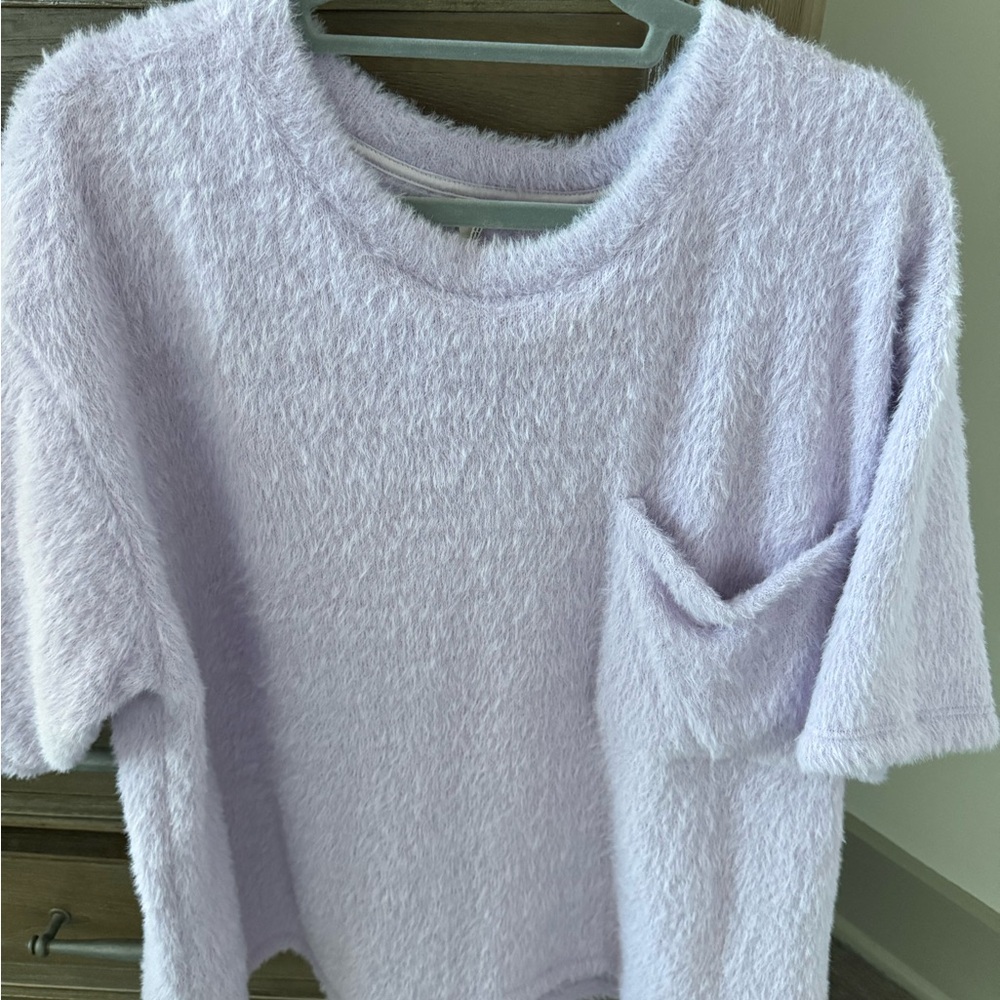 Anthropologie Lavender Fuzzy Knit Sweater